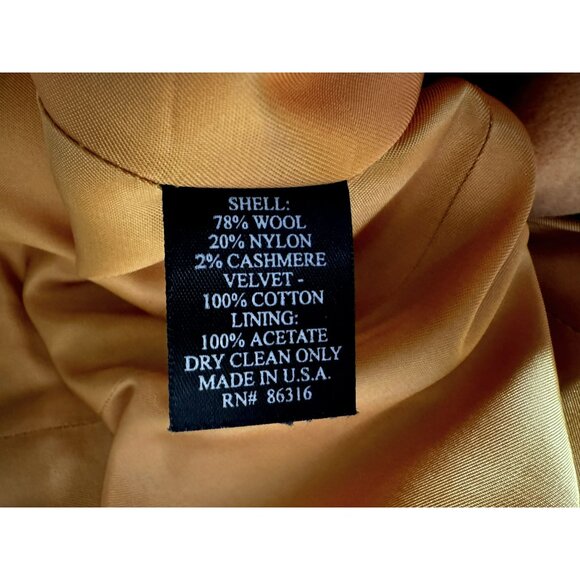 Finity Studio Womens Vtg Apricot Wool Cashmere Velvet Zip Front Jacket Sz 8 - Picture 6 of 6